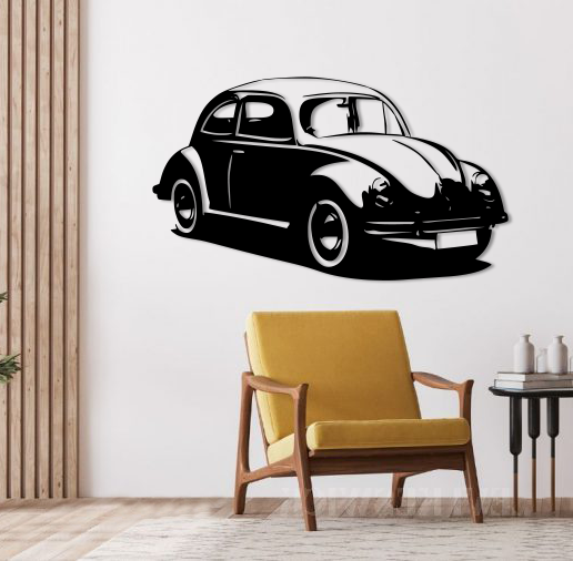 VW Beetle shape extruded silhouette 1mm , 3mm and SVG vector