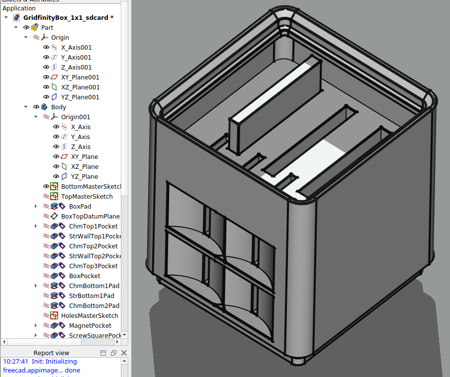(micro)SDCard gridfinity holder, stackable, with FreeCAD (RT) file