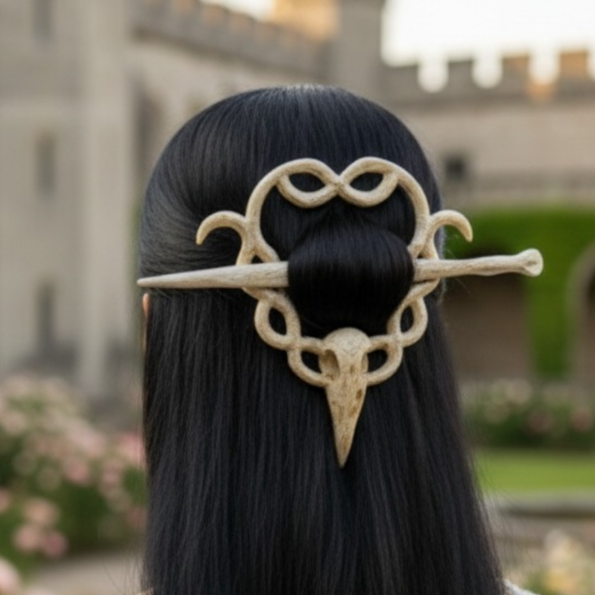 Crow Skull Stick Barrette Hairpiece