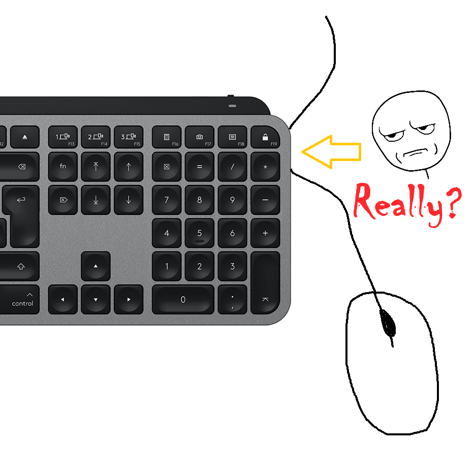 MX Keys Wedge (prevents pinched mouse cable)