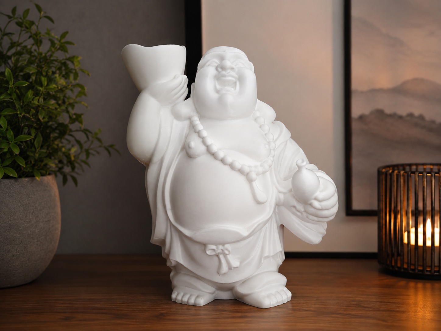 Lachender Buddha – Glücksfigur mit Beutel