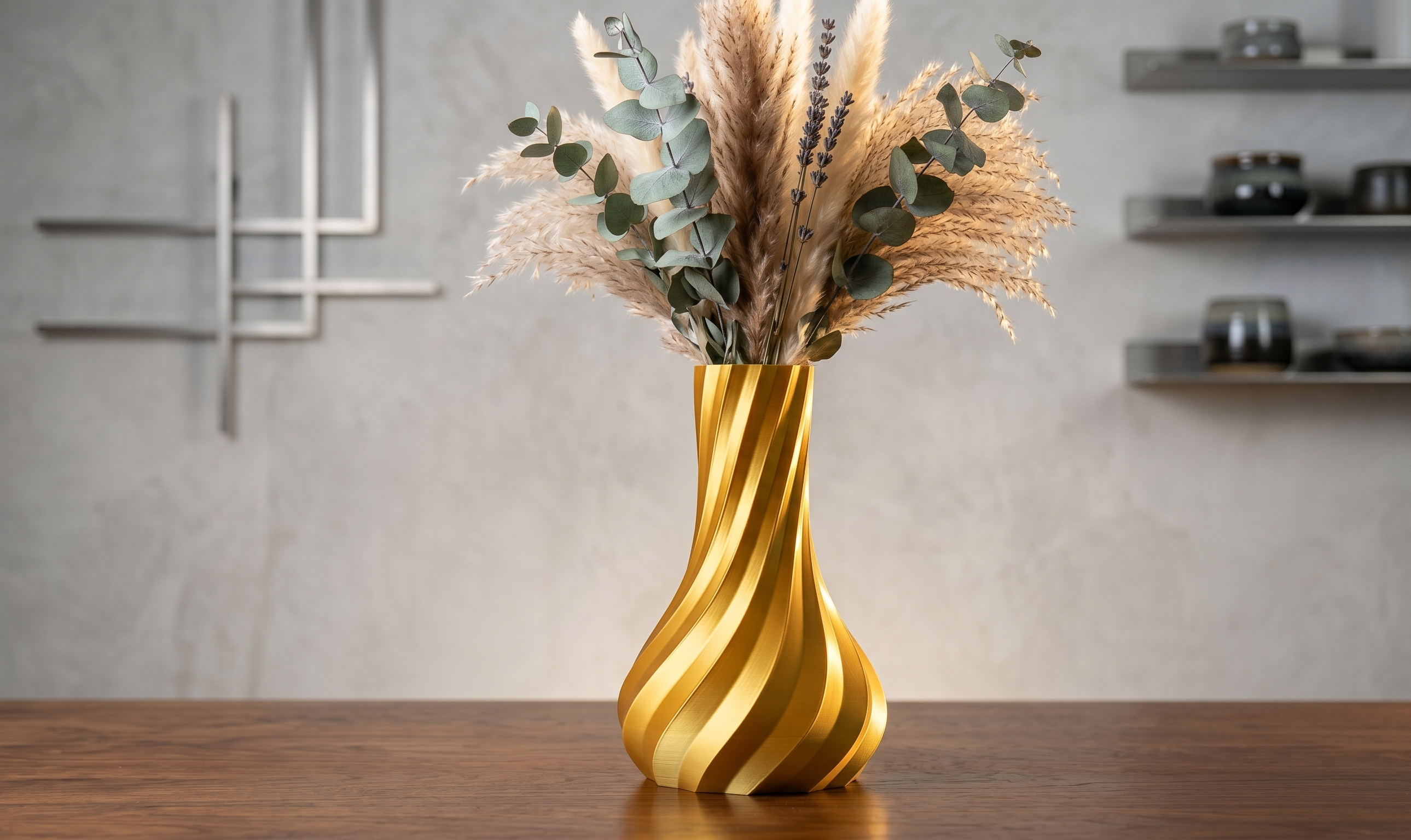 Modern Gold Twisted Droplet Vase