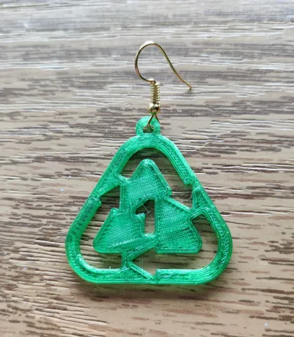 PET #1 recycling symbol earring