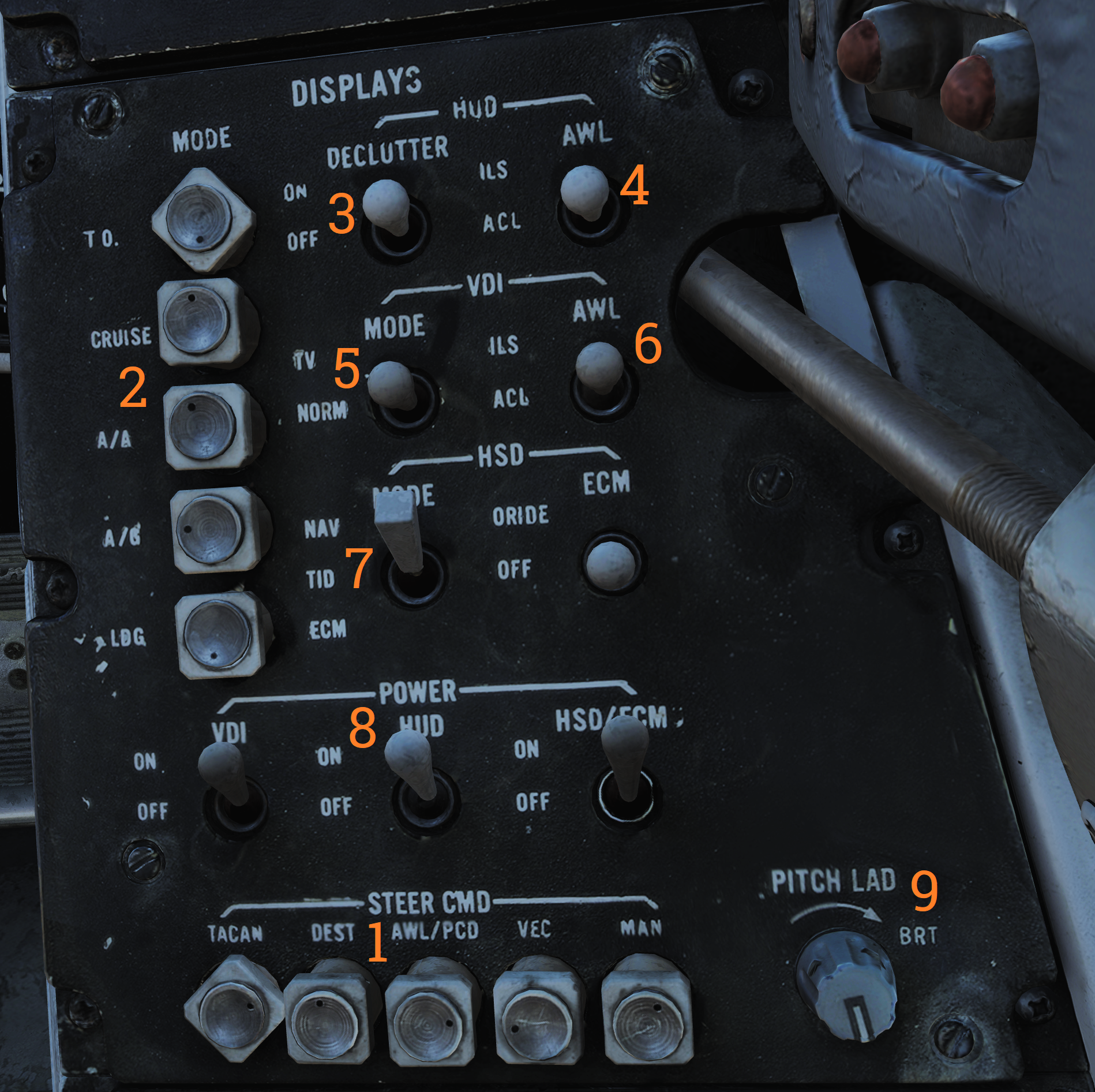 F-14 Tomcat Display Control Panel