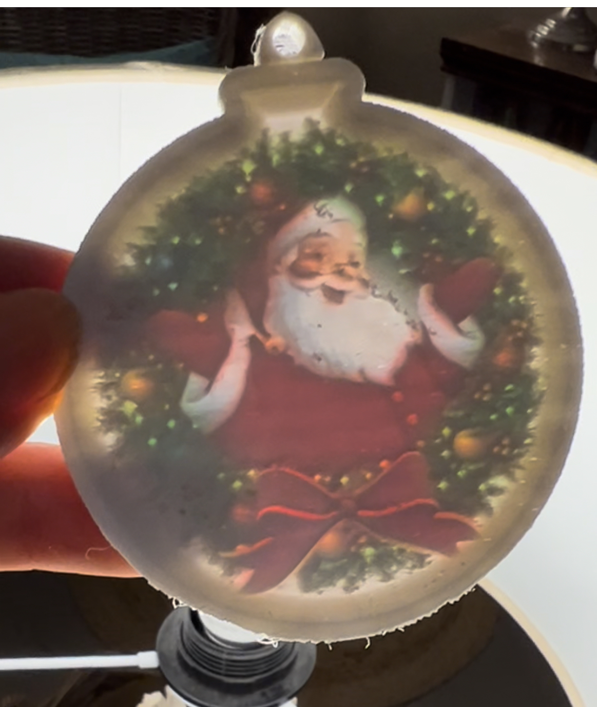 Lithophanie Boule Père Noël en couleurs - Colored Santa bauble Lithophane