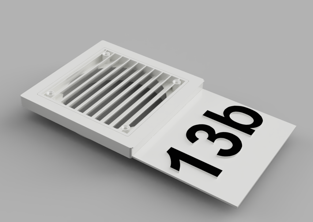 Miniatura 2 do modelo 3D ventilation grid with optional house number