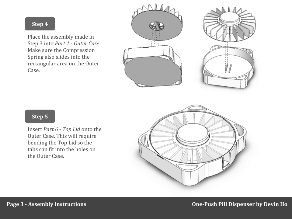 OnePush Pill Dispenser by Devin Ho Download free STL model