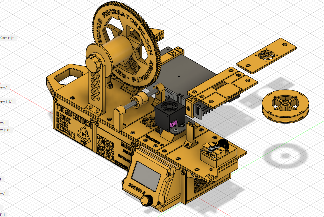 Turn PET1 plastic bottles into 3D filament with The Recreator3D.com - MK5KIT: Ender 3. Community Revision 2 STEP File