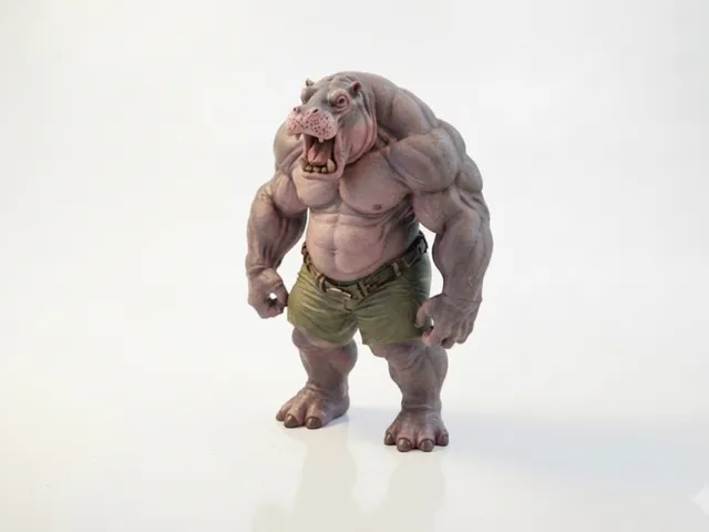 Hippo Man Monster Figurine Animals 3D Printable
