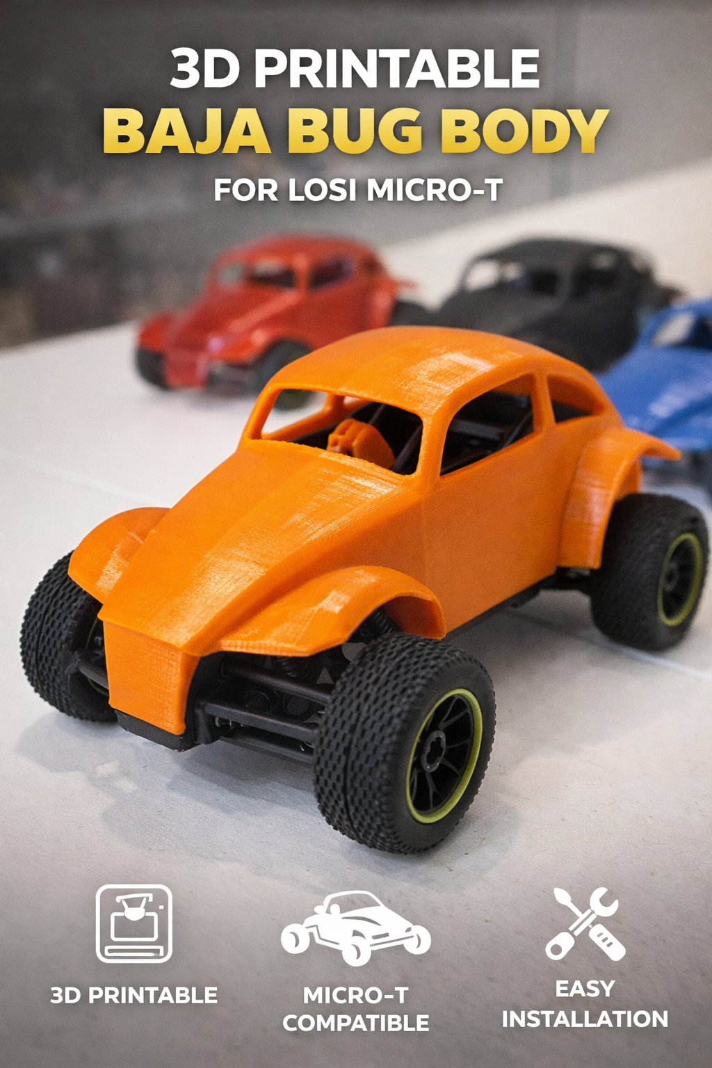 Baja Bug Body for Losi Micro T – 3D Printable RC Shell