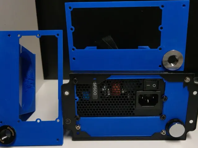 SFX to ATX PSU Power Supply mount adapter with optional fill or drain port water cooling