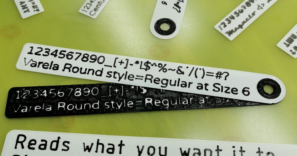 Font swatches parametric  Luggage or baggage or filament tag