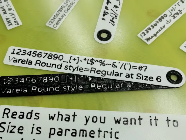 Font swatches parametric | Luggage or baggage or filament tag customizable | Raised and depressed glyphs