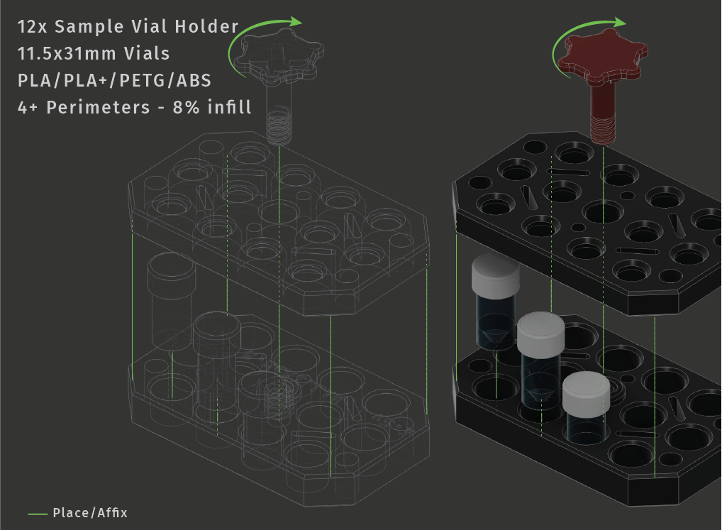 Vial holder - securely hold 12 sample vials