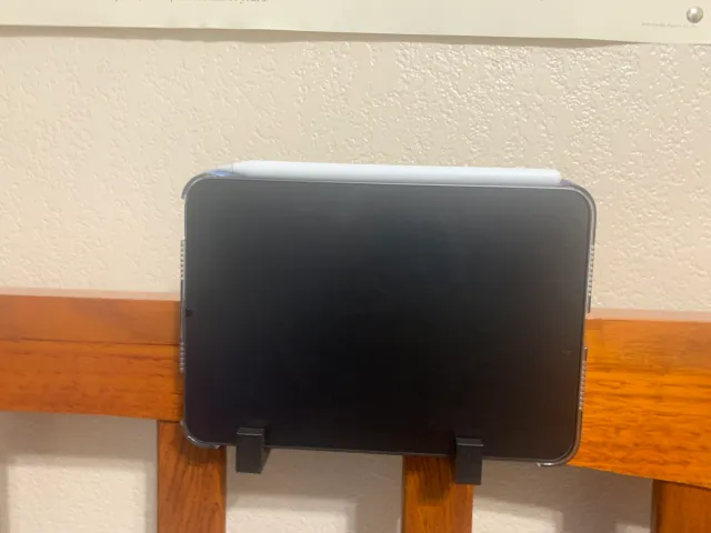 Bed frame tablet holder.