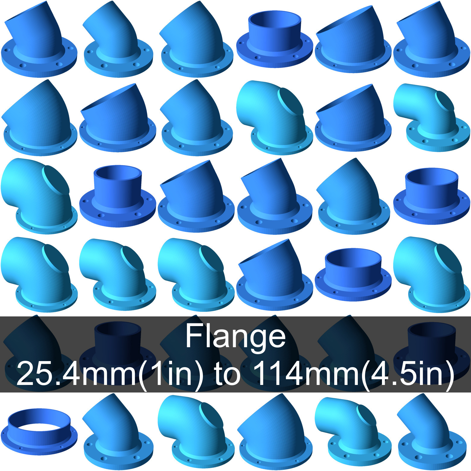 Vacuum hose flanges to connect to flat surfaces.