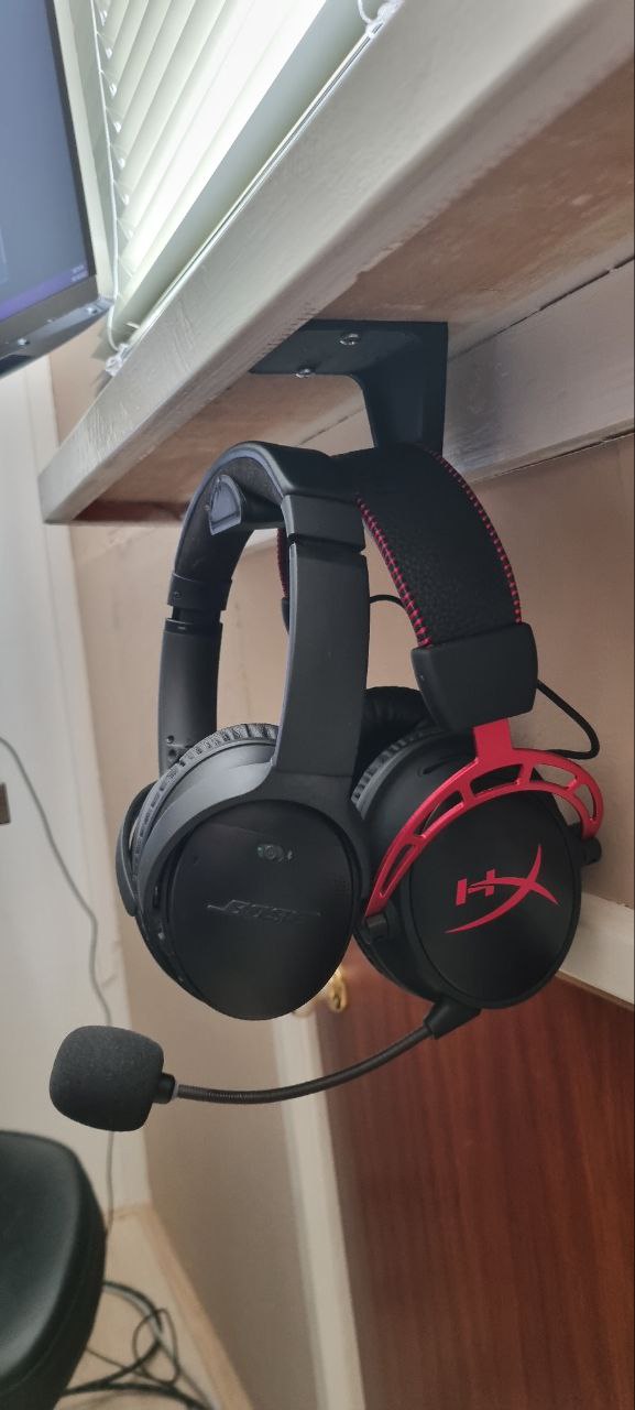 Longer under desk headset hanger by Bradley Gerrits Download free STL