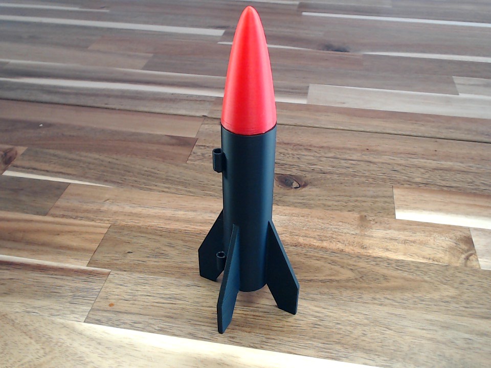 Fully 3D Printed Three Piece Model Rocket.