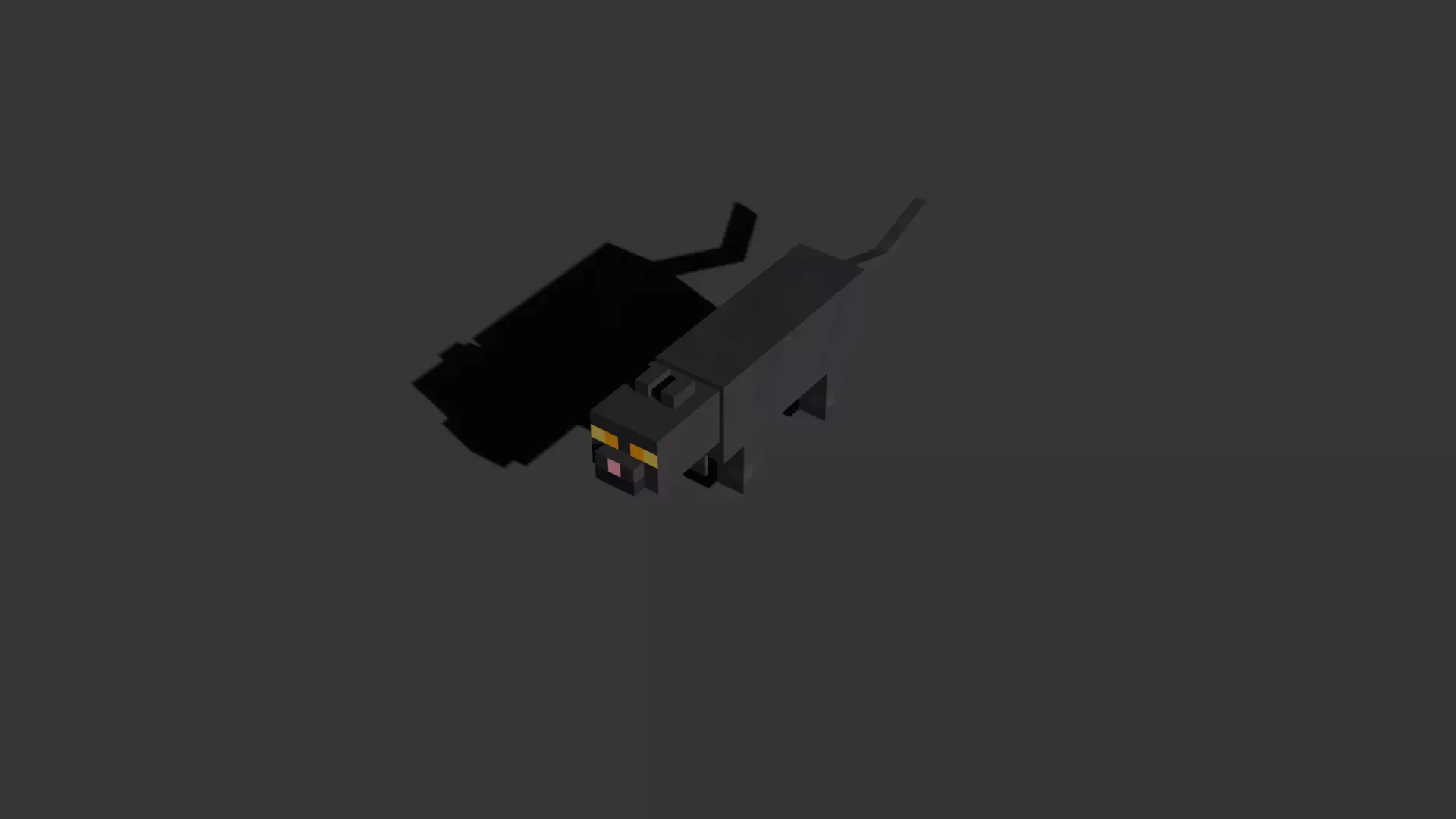 Stylized Black Cat 3D Model - Minecraft Inspired