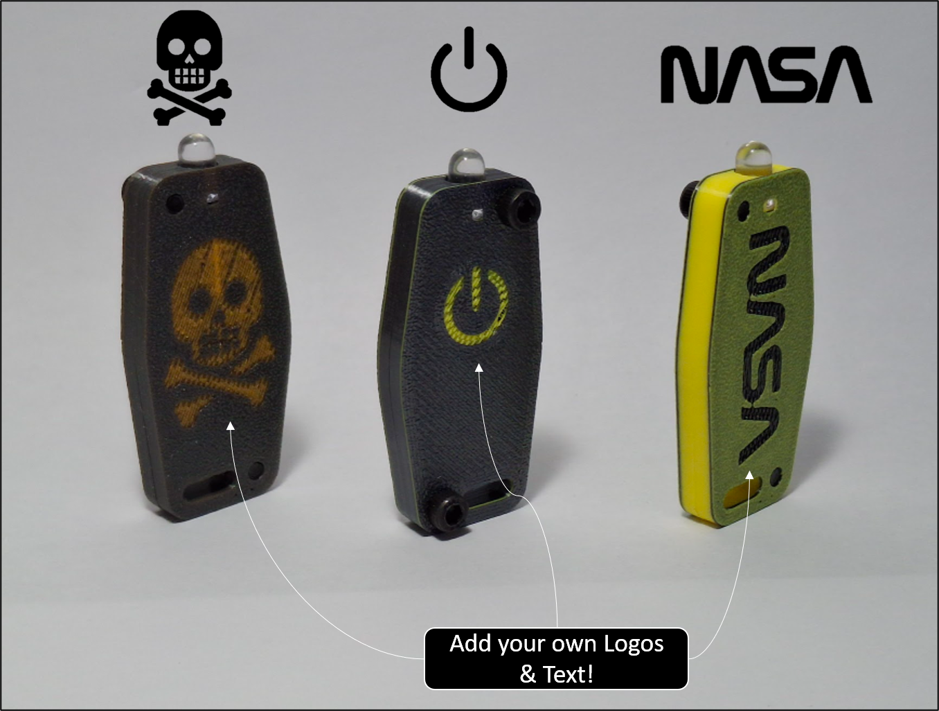 Keychain LED flashlight - Customizable Parametric Logo/Text!