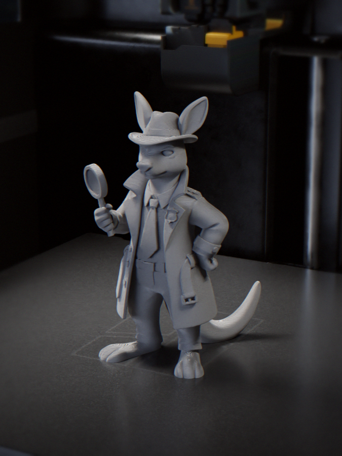 Detective Kangaroo Figurine Animal 3D Printable 3D model
