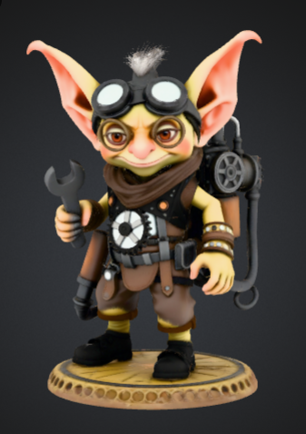 Steampunk Goblin Tinkerer – Cute Mechanic Fantasy Miniature