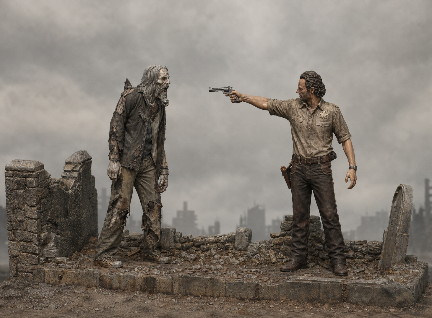 The Walking Dead Rick and Walker diorama