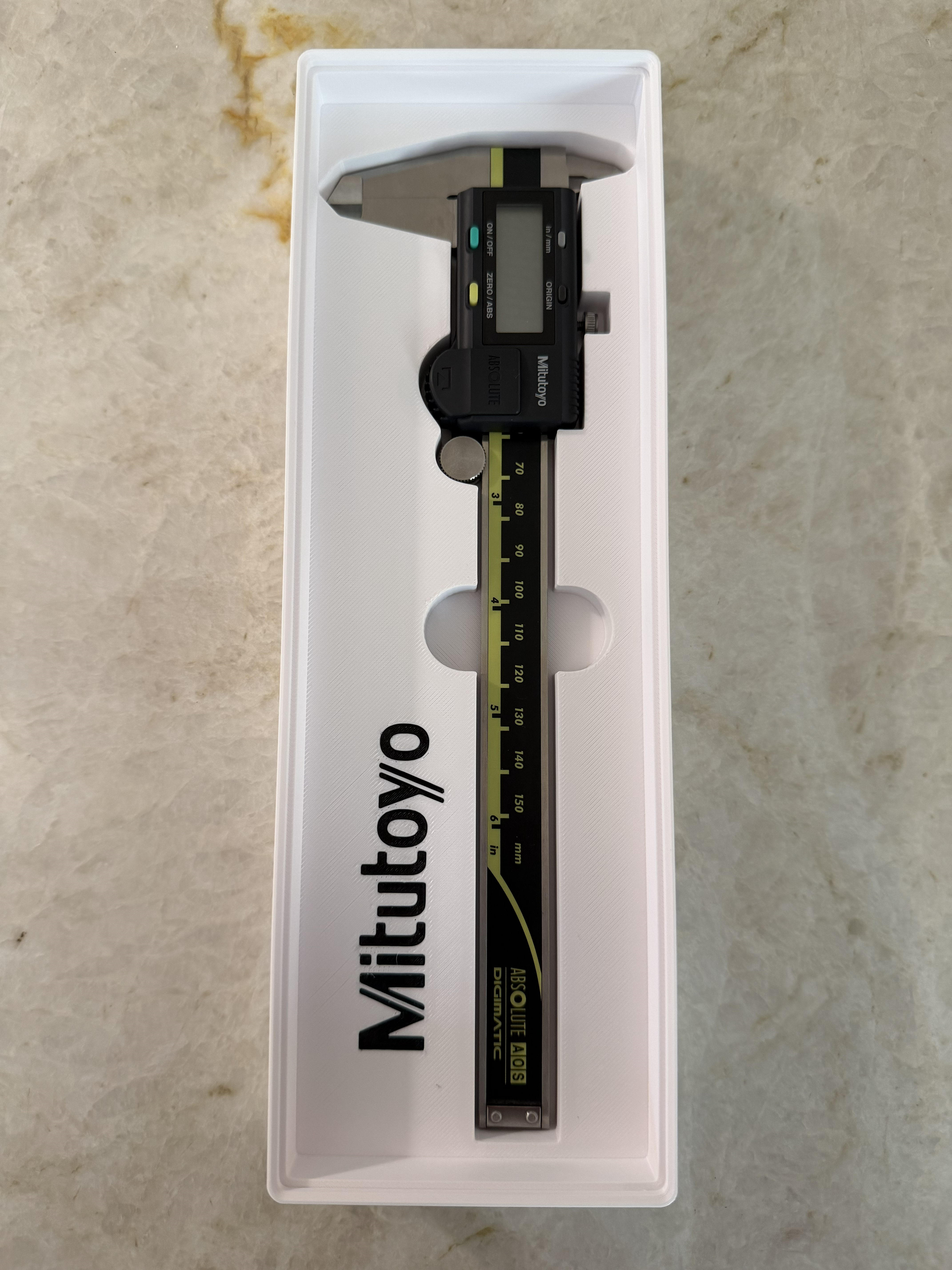 Gridfinity bin for Mitutoyo 500-196-32 digital calipers