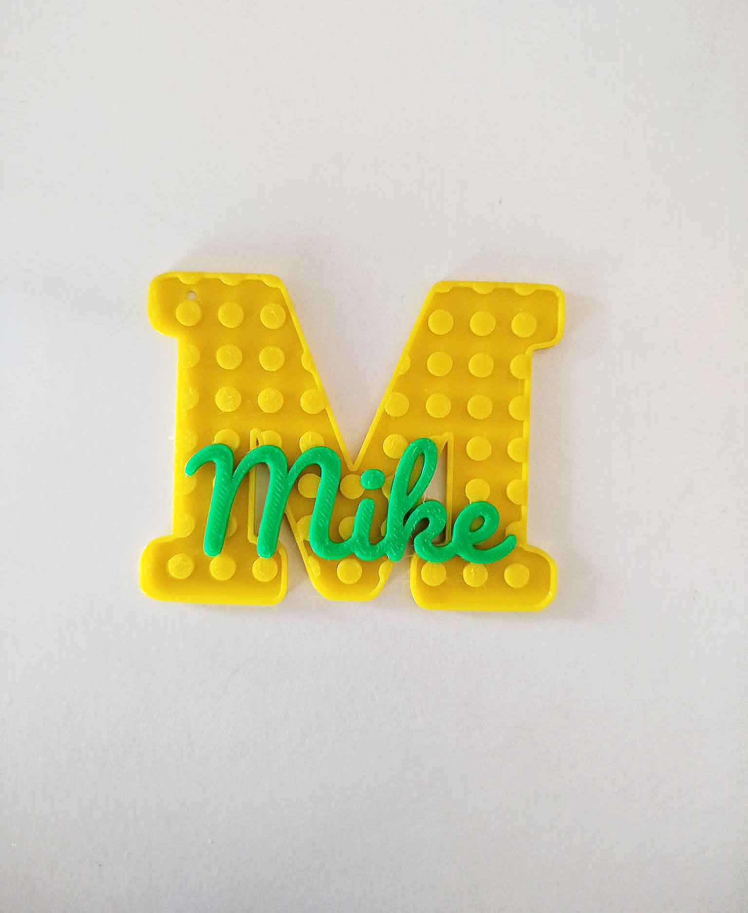 Brick-Style Initial Letter Tag with name - Mike