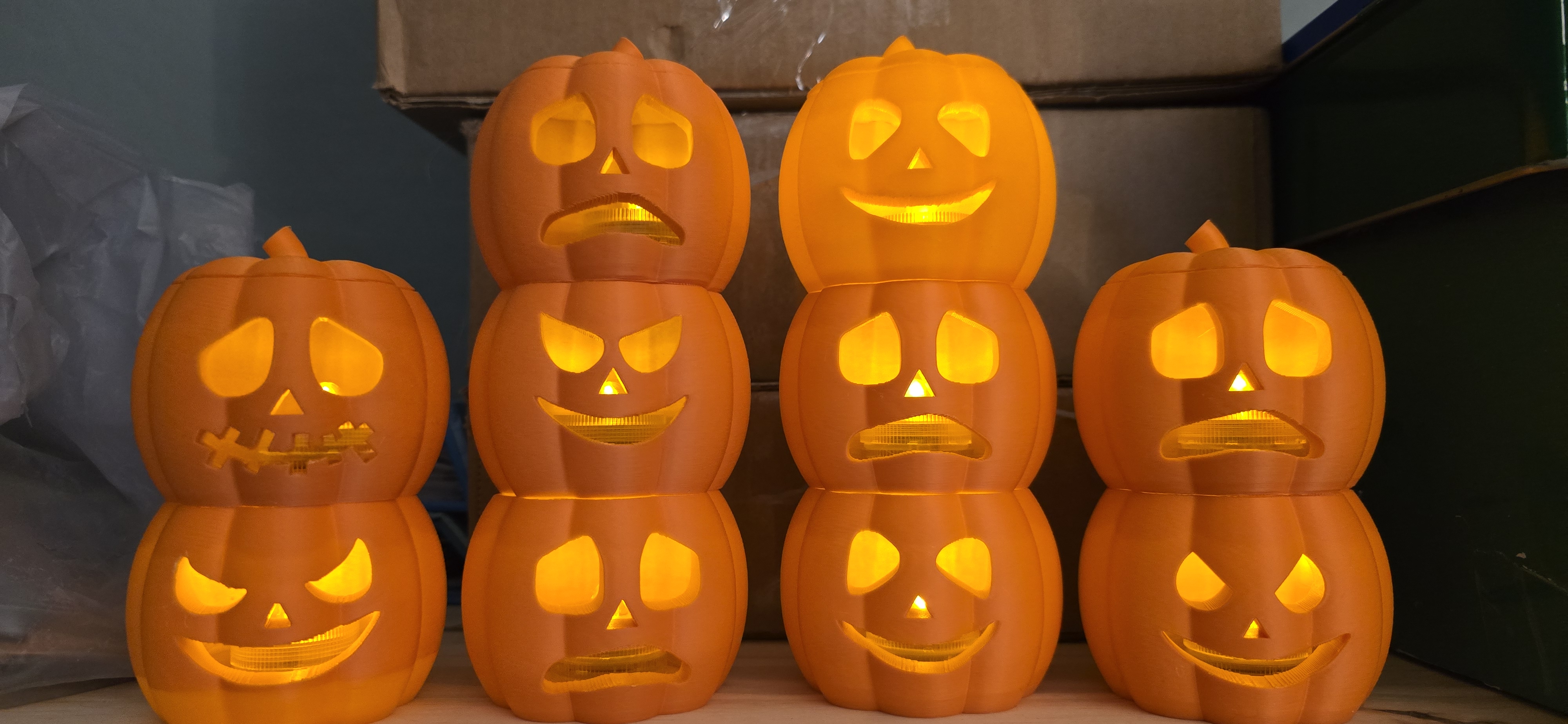 Pumpkins candle holders for tea light with Lid and Stacking Rim