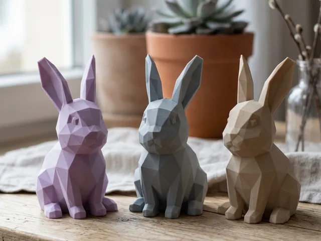 Low Poly Easter Bunny Sculpture
