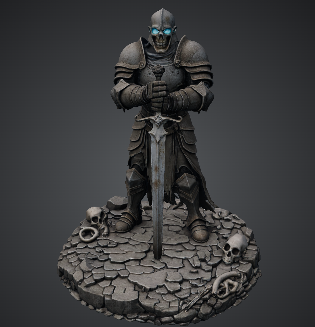 Bloodbound Realms – Undead – Deathguard Knight, Oathbound to the Black Throne (Dark Fantasy 3D Printable Miniature STL)