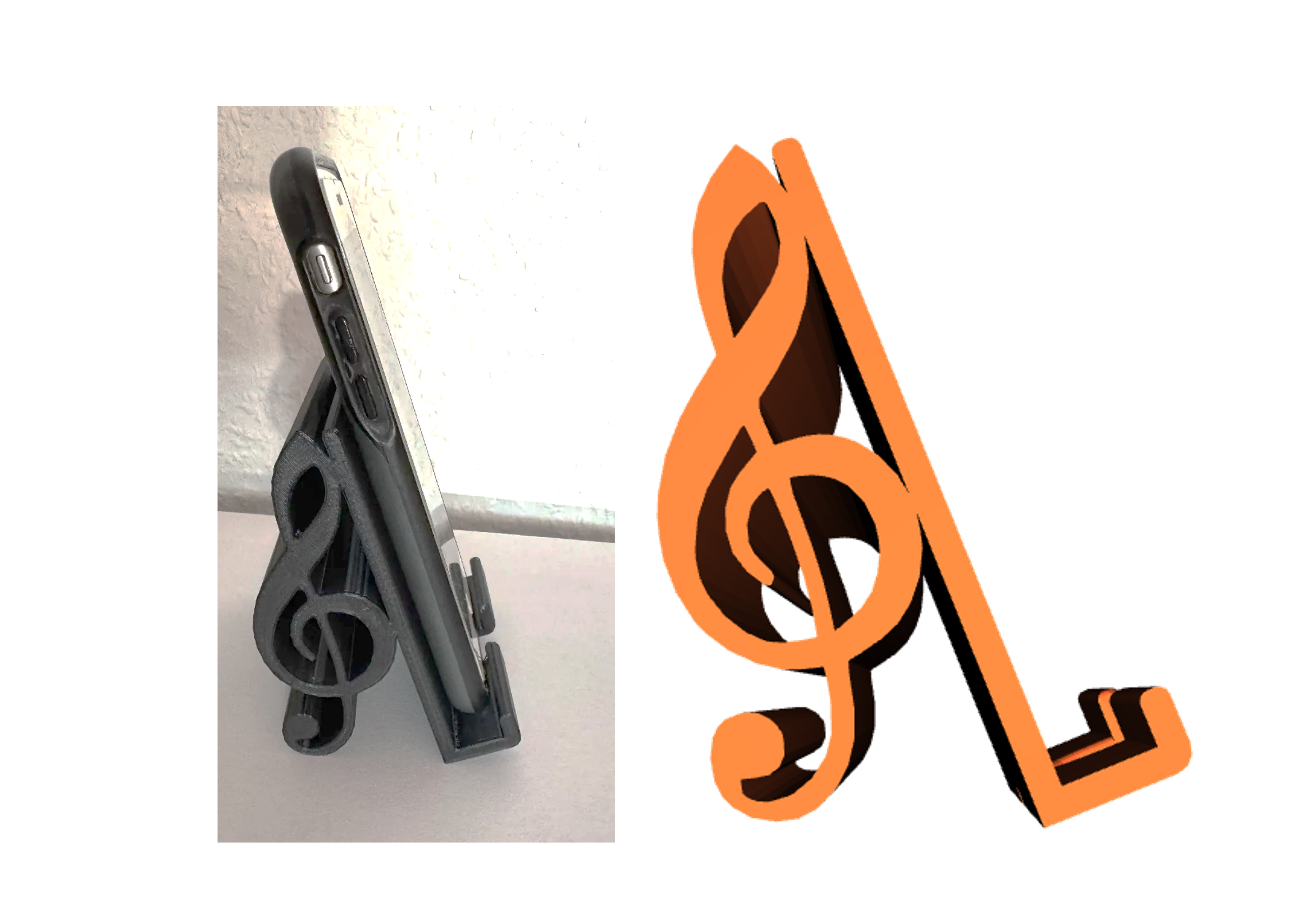 Cell phone stand holder clef mobile stand holder easy to print gift present for musicians - Handyständer Notenschlüssel