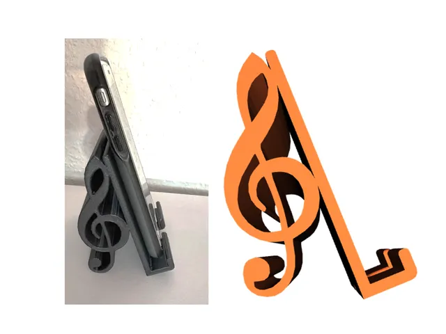 Cell phone stand holder clef mobile stand holder easy to print gift present for musicians - Handyständer Notenschlüssel