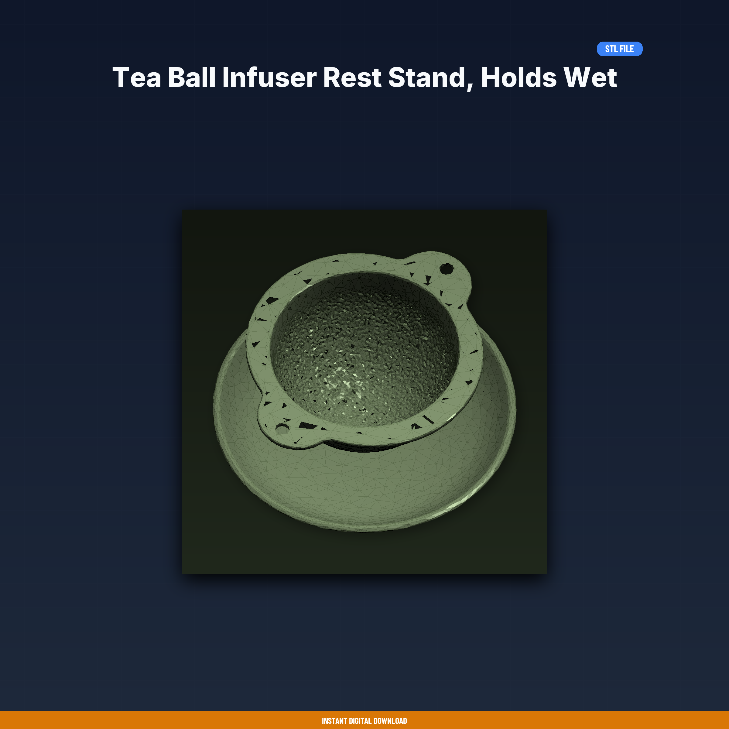 Tea Ball Infuser Rest Stand, Holds Wet Infuser, Catches Drips, - 3D Printable STL File