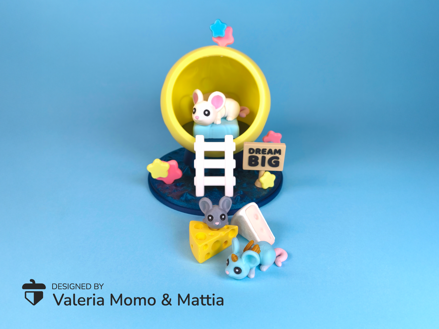 Moon Diorama for Cute Flexi Animals – Mouse Edition, Moon & Star