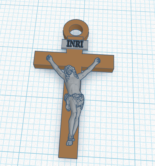 simple crucifix model for 3d printing. Added ring for necklace