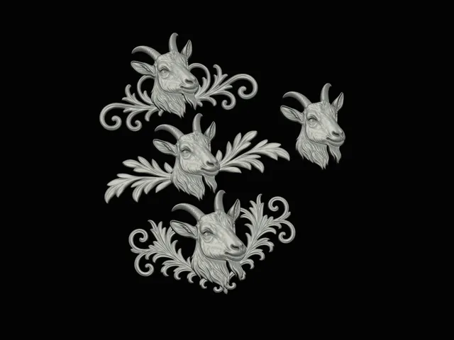 relief set goat animal symbol model