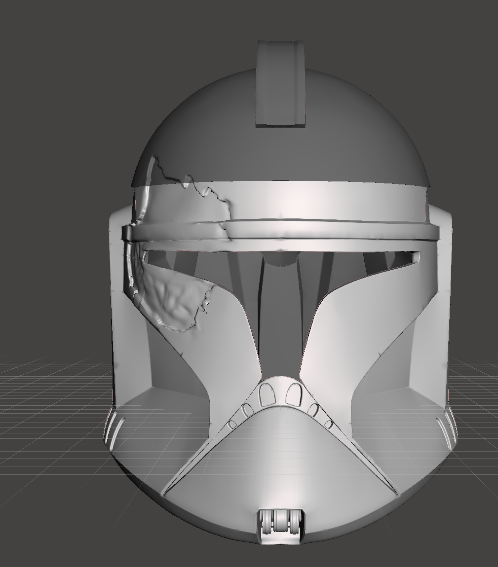 Damaged phase 1 helmet cut for printing