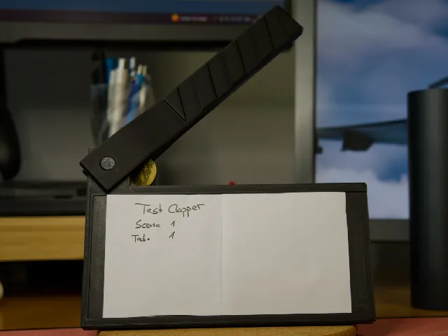 3D printed Clapperboard for Film Production using 90mm square office paper