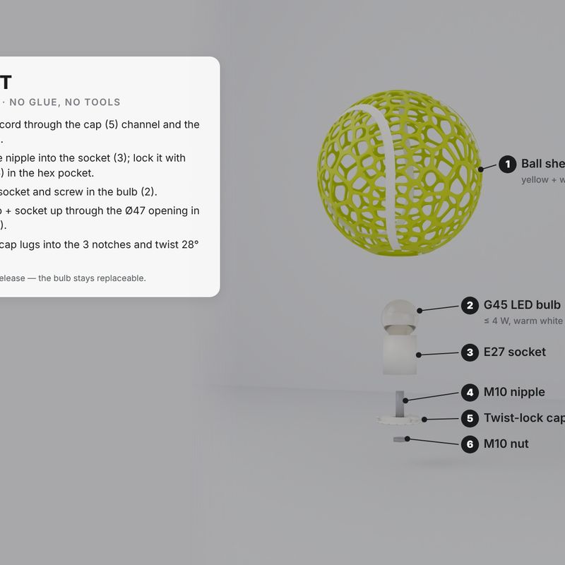 IMPACT - Voronoi Tennis Ball Lamp by A Arte D | Download free STL model ...