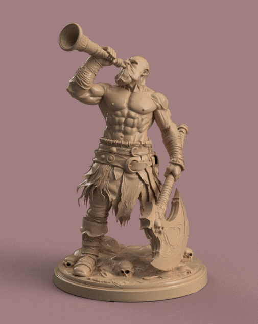 Warrior Blowing War Horn