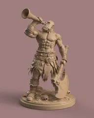 Warrior Blowing War Horn
