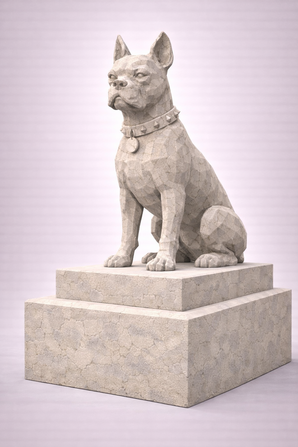 Boston Terrier Dog Statue Low Poly