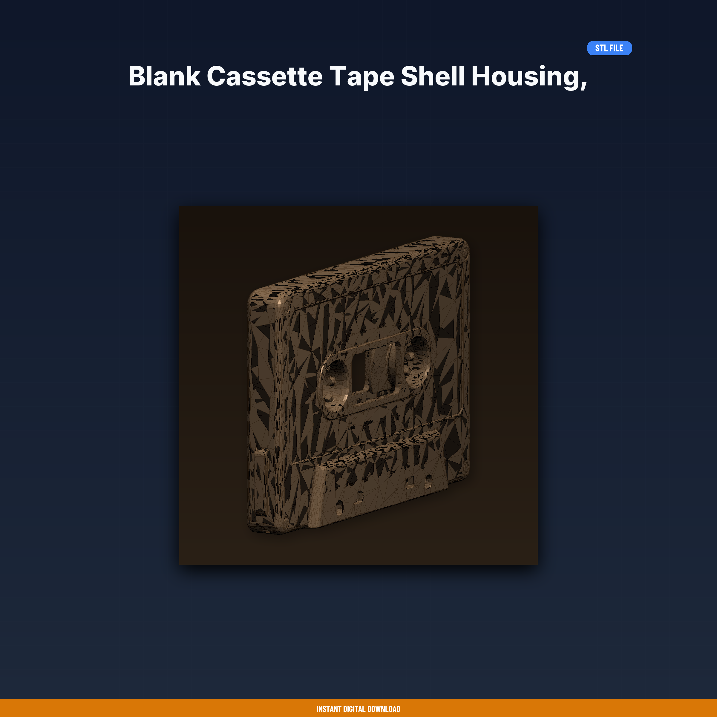 Blank Cassette Tape Shell Housing, Clear Body, Replacement Case - 3D Printable STL File