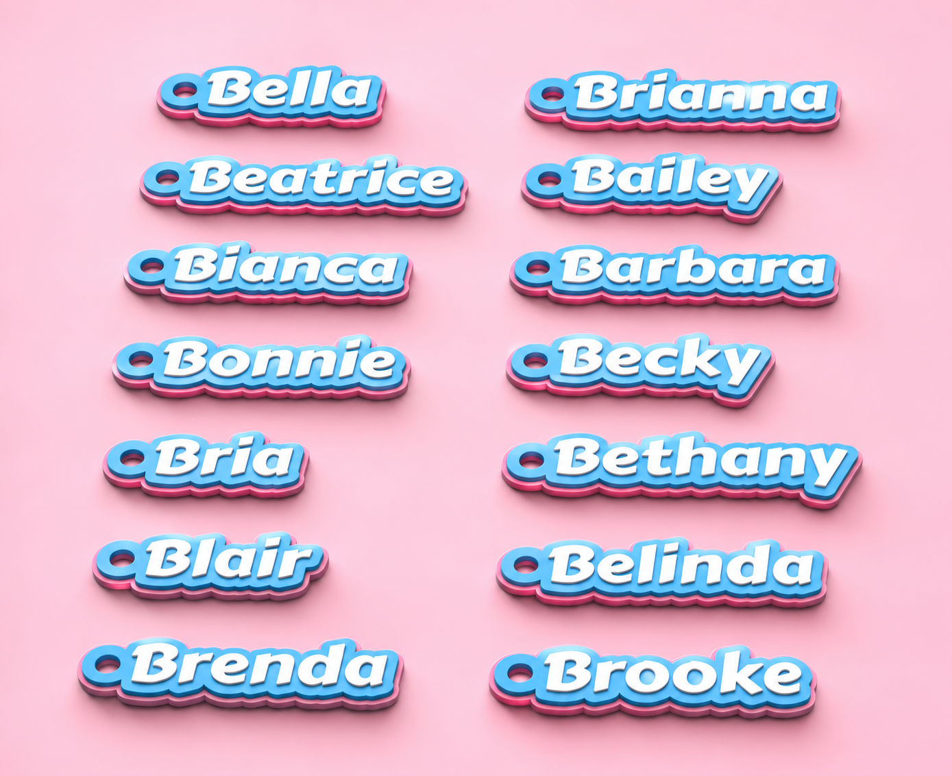 Alphabet Keychain Pack - Popular Girls Names (B)