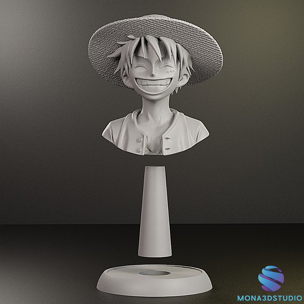 Monkey D. Luffy Bust One Piece Straw Hat STL 3D Print Figure Statue — miniatura 9