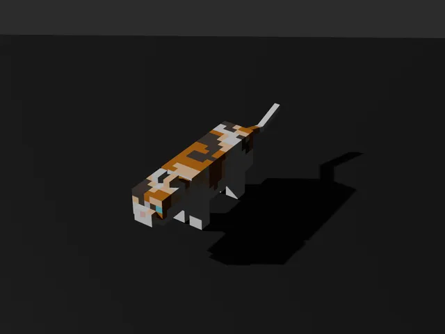 Minecraft Style Calico Cat - Stylized Voxel Figurine 3D Model