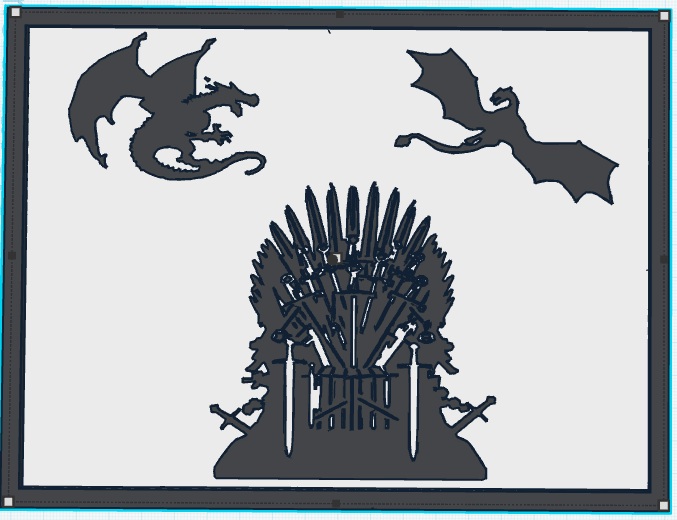 Game of Thrones Silhouette Wall Plaque. Iron Throne with Dragons 15x20cm