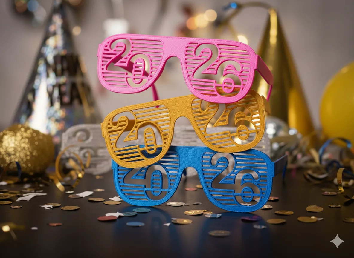 2026 happy new year party glasses - just 20g filament - fast print